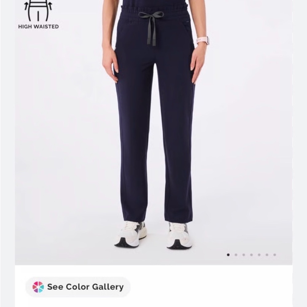 Figs Women's Navy High Waisted Davia Straight Leg Scrub Pants